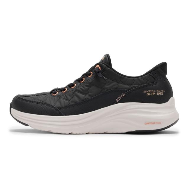 スケッチャーズ SKECHERS 150413 レディース靴 靴 シューズ 2E スニーカー ローカットスニーカー ハンズフリー スリップインズ クッション性 CONTOUR FOAM-GOLD ストレッチ キルティング 人気 ブランド ブラック×ゴールド_1