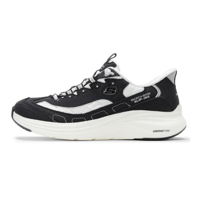 スケッチャーズ SKECHERS 150412 レディース靴 靴 シューズ 2E スニーカー ローカットスニーカー スリップインズ ハンズフリー 通気性 メッシュ クッション性 CONTOUR FOAM - SWE ストレッチ キルティング 人気 ブランド ブラック×ホワイト_1