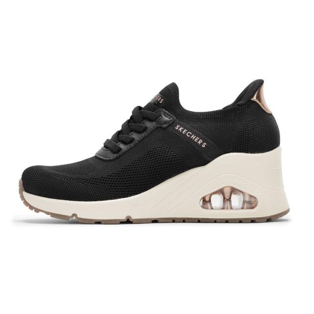 スケッチャーズ SKECHERS 177531 レディース靴 靴 シューズ 2E スニーカー ローカットスニーカー ハンズフリー スリップインズ ウェッジソール UNO WEDGE ストレッチ 厚底 ニット 人気 ブランド ブラック_1