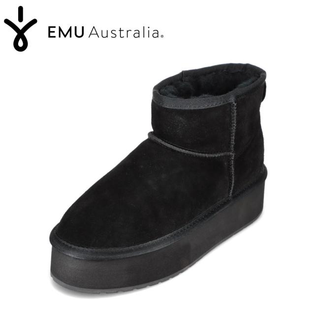レディース ブーツ ショートブーツ  W13159 レディース靴 靴 シューズ 厚底 防寒 限定 牛 革 レザー ボア ファー あったか 冬 人気 ブランド ブラック エミュー EMU