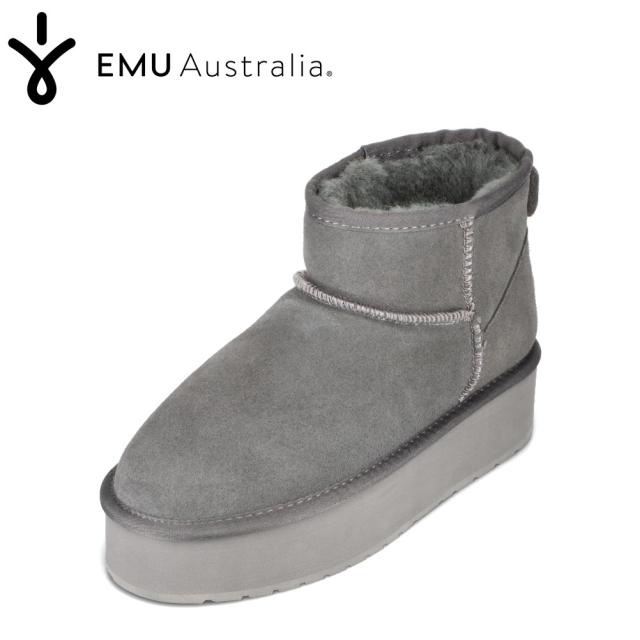 レディース ブーツ ショートブーツ  W13159 レディース靴 靴 シューズ 厚底 防寒 限定 牛 革 レザー ボア ファー あったか 冬 人気 ブランド チャコール エミュー EMU