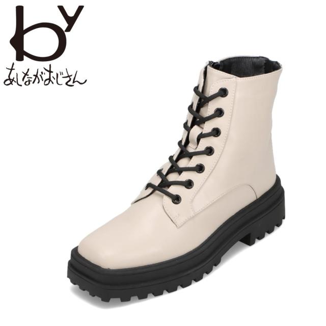 レースアップブーツ レディース 厚底 スクエアトゥ ショートブーツ ローヒール ボリュームソール おしゃれ 人気 ブランド バイアシナガオジサン byあしながおじさん 8710535 アイボリー 靴 シューズの通販は 5,387円