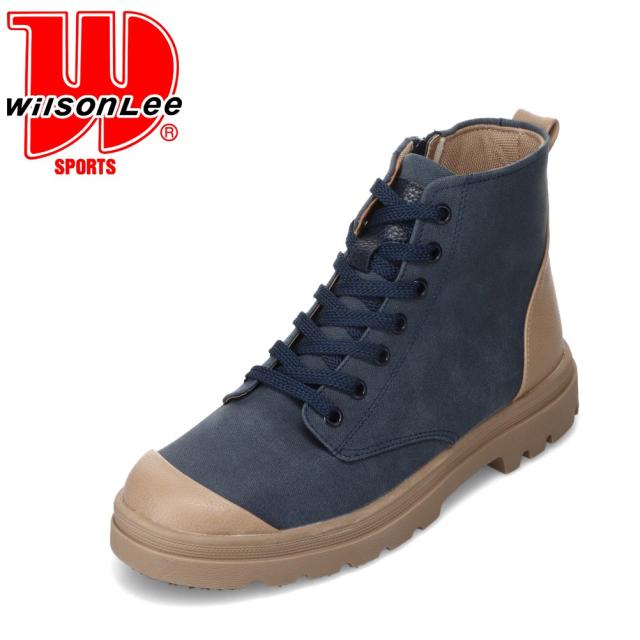 ウィルソンリー Wilson Lee KK5941 レディース靴 靴 シューズ 3E相当 スニーカー カジュアルシューズ 防水 滑りにくい 防滑 ハイカットスニーカー サイドジップ シンプル 人気 ブランド ネイビー