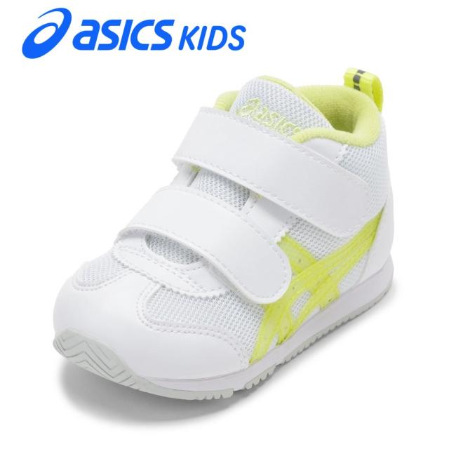 アシックス asics 1144A414.100 スニーカー ベビーシューズ 子供靴 男の子 女の子 SUKU2 スクスク IDAHO BABY MID T アイダホ ベビー 抗菌 消臭 吸収 通気性 メッシュ 反射材 リフレクター たまひよ コラボ ホワイト×イエロー