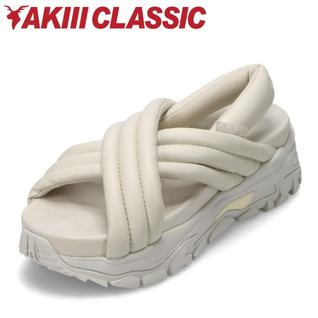 アキクラシック AKIII CLASSIC AKC-0112 レディース靴 靴 シューズ 2E相当 サンダル バデッド スポーツ スポサン 厚底 ぷっくり ふわふわ トレンド 人気 ブランド ホワイト