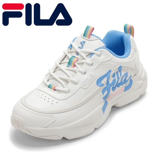 フィラ FILA UFW25078-128 レディース靴 靴 シューズ 2E相当 スニーカー 厚底 ダッド RTSCRIPT 脚長 ボリュームソール 限定 トレンド Y2K ロゴ 人気 ブランド ホワイト×ブルー