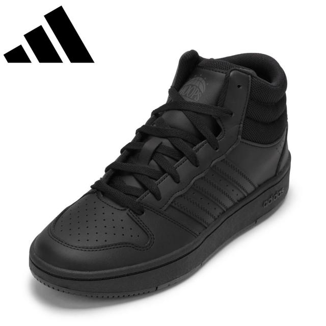 アディダス adidas KI1086 メンズ靴 靴 シューズ 2E スニーカー バスケットボールシューズ バッシュ 通気性 メッシュ HOOPS MID CLASSIC フープスミッドクラシック 耐久性 グリップ力 ハイカットスニーカー ミッドカットスニーカー 人気 ブランド ブラック×ブラック