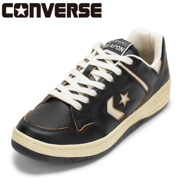 コンバース CONVERSE 33702691M メンズ靴 靴 シューズ 2E スニーカー バスケットボールシューズ バッシュ レザー WEAPON CC AG OX ローカットスニーカー エイジング 加工 ツヤ ローカットスニーカー 人気 ブランド ブラック×ホワイト