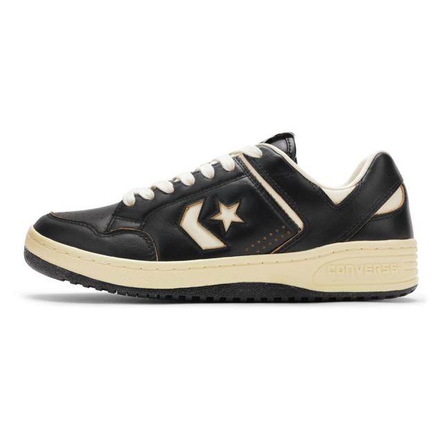 コンバース CONVERSE 33702691M メンズ靴 靴 シューズ 2E スニーカー バスケットボールシューズ バッシュ レザー WEAPON CC AG OX ローカットスニーカー エイジング 加工 ツヤ ローカットスニーカー 人気 ブランド ブラック×ホワイト_1