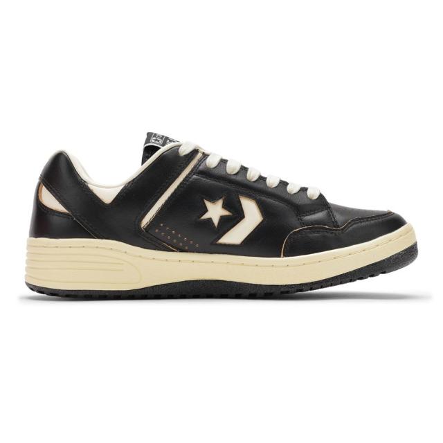 コンバース CONVERSE 33702691M メンズ靴 靴 シューズ 2E スニーカー バスケットボールシューズ バッシュ レザー WEAPON CC AG OX ローカットスニーカー エイジング 加工 ツヤ ローカットスニーカー 人気 ブランド ブラック×ホワイト_3