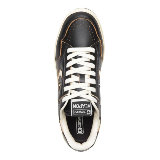 コンバース CONVERSE 33702691M メンズ靴 靴 シューズ 2E スニーカー バスケットボールシューズ バッシュ レザー WEAPON CC AG OX ローカットスニーカー エイジング 加工 ツヤ ローカットスニーカー 人気 ブランド ブラック×ホワイト_5