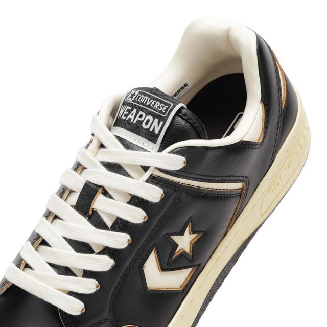 コンバース CONVERSE 33702691M メンズ靴 靴 シューズ 2E スニーカー バスケットボールシューズ バッシュ レザー WEAPON CC AG OX ローカットスニーカー エイジング 加工 ツヤ ローカットスニーカー 人気 ブランド ブラック×ホワイト_7