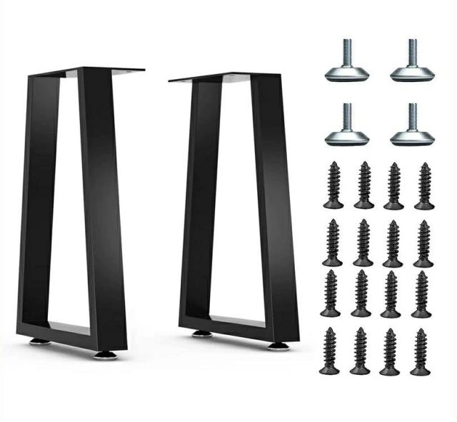 テーブル 脚 パーツ DIY テーブル脚 2本セット高さ40cm、60cm アイアン脚 黒 ブラック 鉄脚 スチール脚 取り替え脚自作 リメイク かんたん ダイニングテーブル デスク ワークデスク テーブル用 アジャスター付き