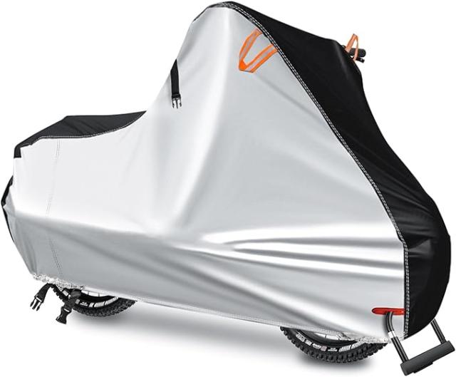 自転車カバー 防水 【2024夏モデル＆300D生地超厚手】 破れにくい バイクカバー 電動アシストUV加工 耐熱 サイクルカバー 丈夫 二重縫製 盗難防止 防風バックル 防塵 雨避け 雨雪対応でき 29インチまで (200*110*70cm)