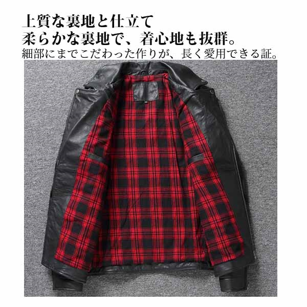 ライダースジャケット 本革 メンズ ミリタリー シングル レザージャケット リバーシブルカラー 革ジャン 多機能 バイク ブルゾン ポケット バイカー_3