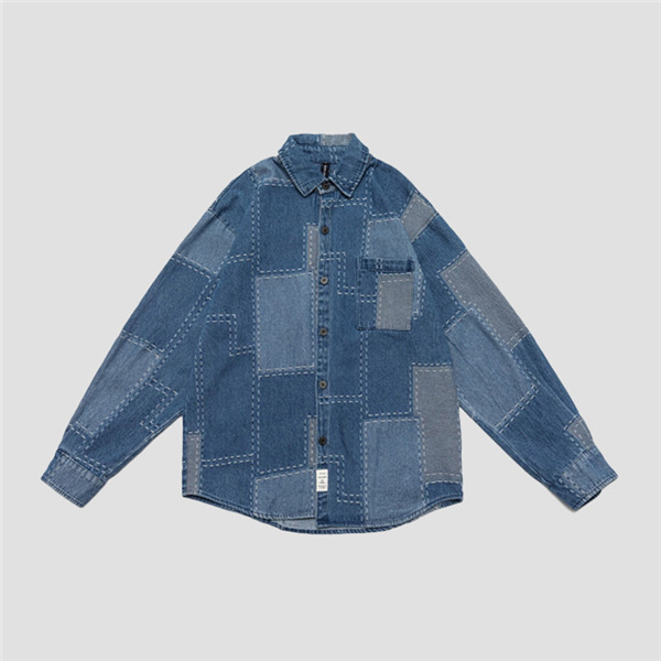 シャツ デニム メンズ 長袖 トップス 前開き 無地 柔らかい 紳士服