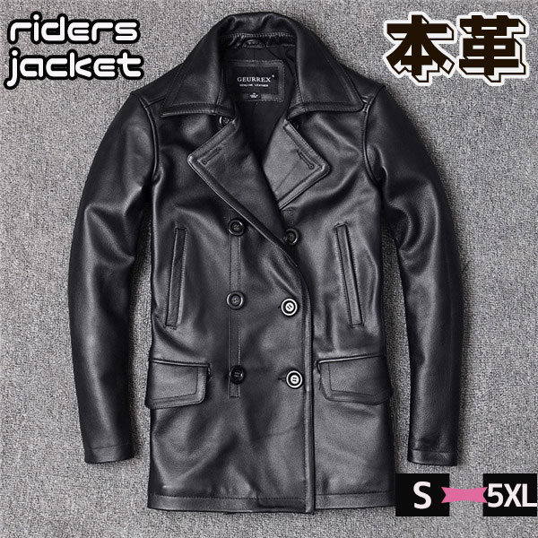 ライダースジャケット メンズ コート ロング シングル 革ジャン ダブル 本革 レザージャケット おしゃれ バイク ブルゾン B系 秋冬 バイカー agesugi_sfaの通販は