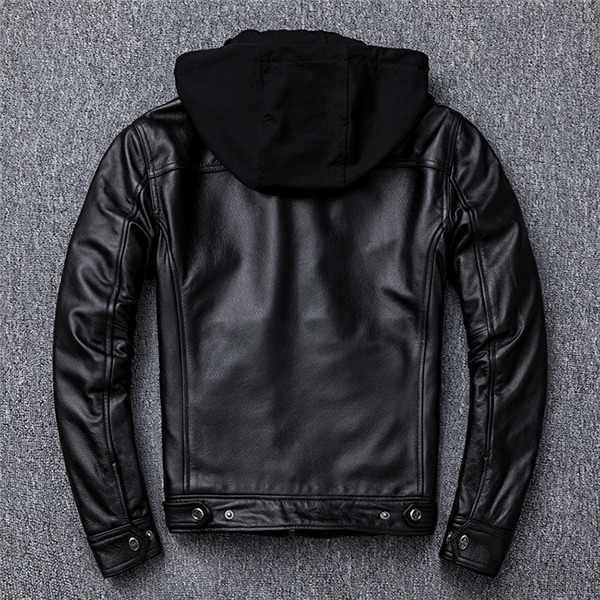ポイント超超祭 クーポン 最高品質 ライダースジャケット 本革 メンズ フード付き シングル レザージャケット 秋冬 革ジャン バイク ブルゾン B系 冬服 バイカー おしゃれ_5