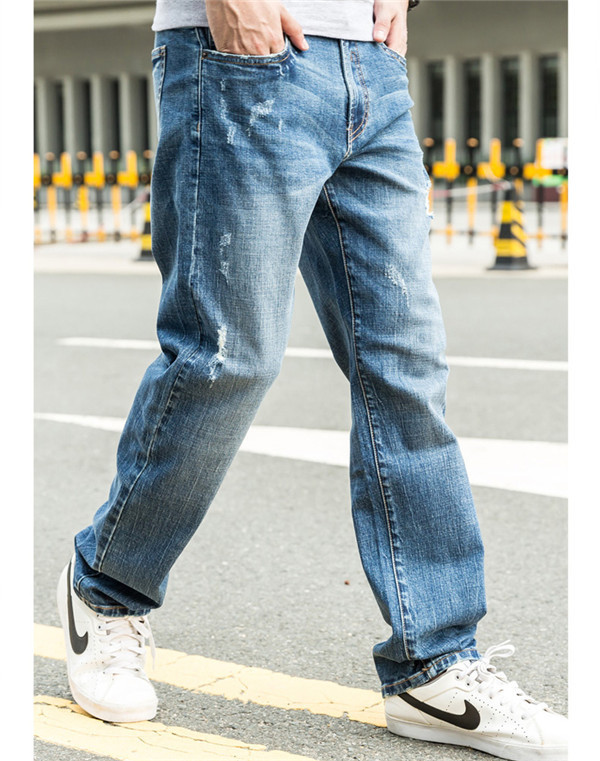 ルーズフィット デニムパンツ バギーパンツ ダメージ加工 太め