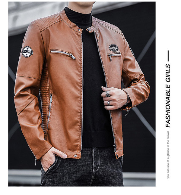 ライダースジャケット 革ジャン レザー ジャケット メンズ バイクジャケット 立ち襟 ライダース シングル 防寒 防風 アウター フェイクレザー_10