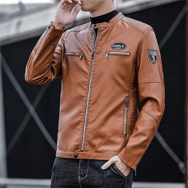 ライダースジャケット 革ジャン レザー ジャケット メンズ バイクジャケット 立ち襟 ライダース シングル 防寒 防風 アウター フェイクレザー_4