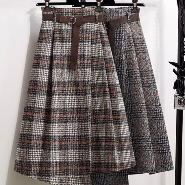 スカート レディース ウール ロングスカート ミモレ Aライン ベルト ふっくら ハイウエスト 伸縮性 かわいい 大人可愛い きれいめの通販は 5,480円