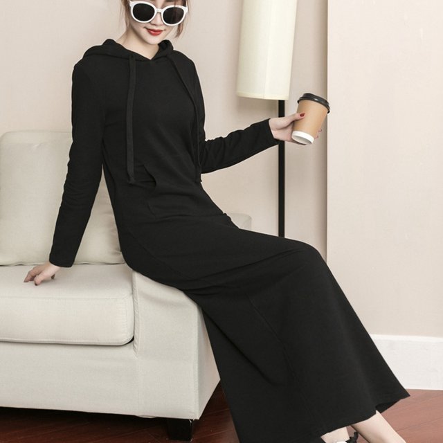 ワンピース ロングワンピース 長袖 フード付き ルームウエア 部屋着 かわいい 大人可愛い きれいめ シンプル カジュアル 上品 おしゃれ 5,480円