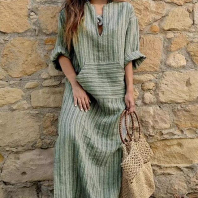 スカート ワンピース プルオーバー レディース ロングスカート ロング 丈長 7分袖 ワイド ポケット 伸縮性 異国風 薄手 かわいい 5,480円