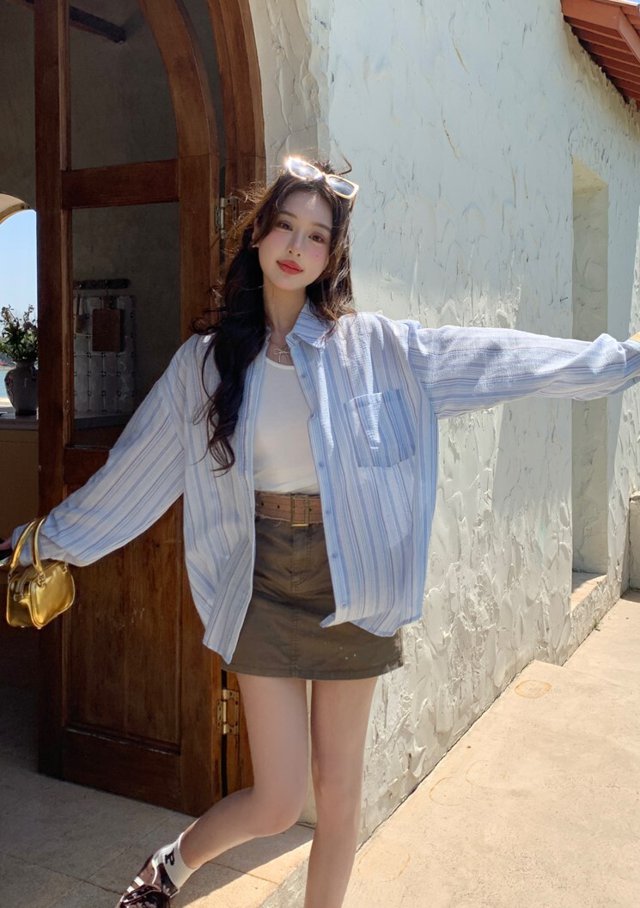 レディース トップス シャツ 前開き 長袖 ポロカラー ワイド オーバーサイズ ボタン 薄手 かわいい 大人可愛い カジュアル おしゃれの通販は 7,380円