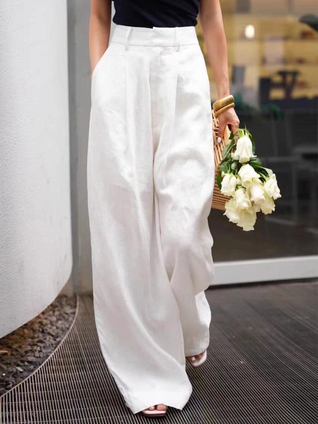 レディース パンツ ガウチョパンツ アンクル丈 ワイド ハイウエスト 麻 きれいめ シンプル 上品 おしゃれ かっこいい 無地の通販は