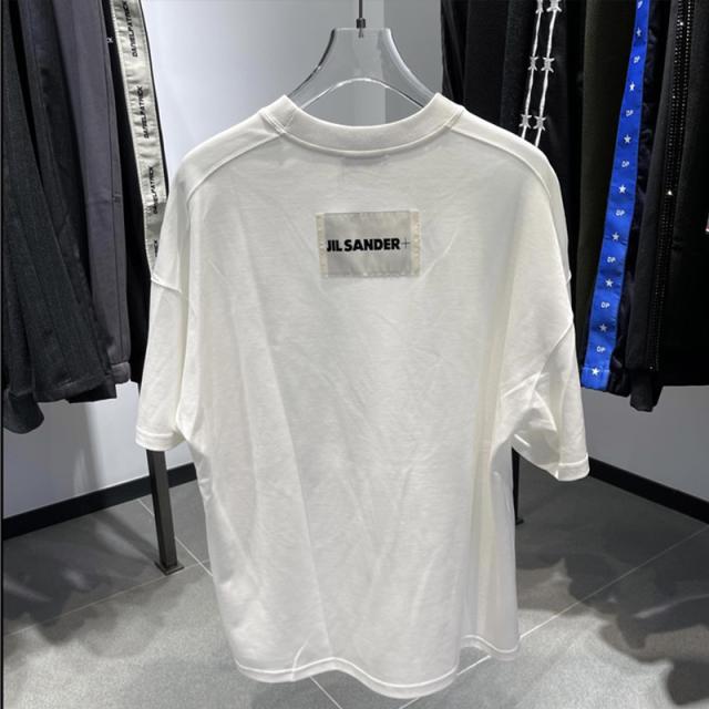JIL SANDER コットンホワイトTシャツオーバーサイズ JIL SANDER ロゴプリントTシャツ オーバーサイズ コットン Tシャツ