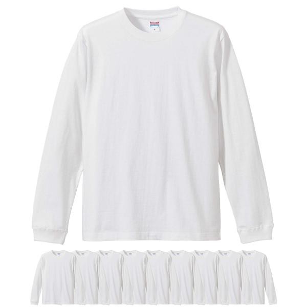 [ユナイテッドアスレ] 5011-01 5.6オンス ロングスリーブ Tシャツ 10枚セット メンズ (ホワイトXL)