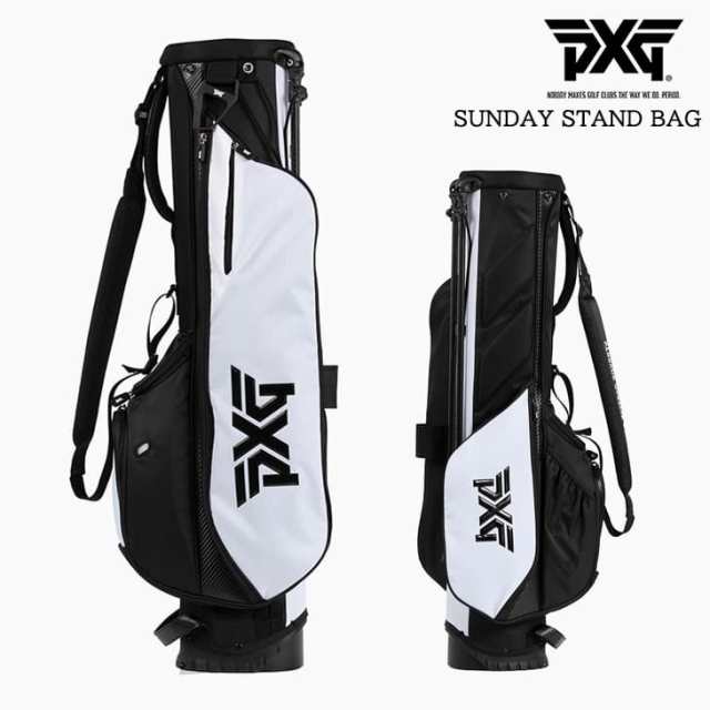 【検品済】PXG SUNDAY STAND BAG サンデースタンドバッグ B-UGB14-FM ブラックホワイト 口枠2分割 ネームプレート無し