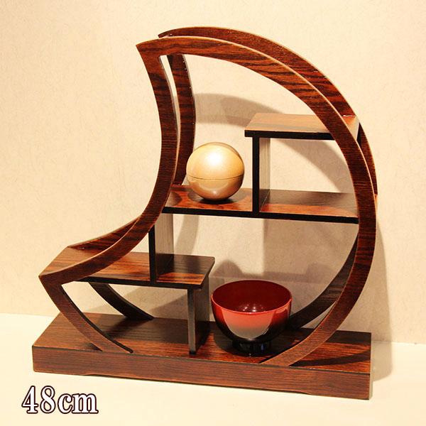 飾り棚 木製 漆器 漆塗り 月 48cm 和風 和室 床の間 盆栽棚 飾棚 飾り台 違い棚 置物 台 おしゃれ 旅館の通販は