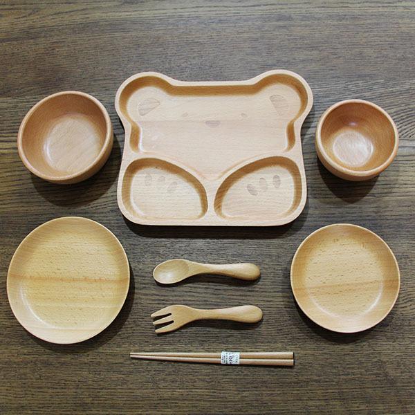 こども食器セット 木製 8点セット くま キッズ 子供食器セット 汁椀 飯椀 箸 木製 お椀 ベビー 子ども用 誕生日 ギフト 出産祝い 離乳食食器 お食い初めセット プレゼント 男の子
