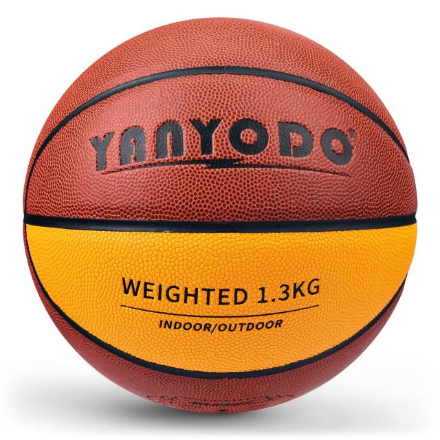 オレンジ 1.3kg YANYODO バスケットボール ７号 球 ヘビーウエイト PU革 スキルトレーニング 練習用 屋外・屋内用 大人・高学生・大学生用 ギフト オレンジ-黄色 1.3kg