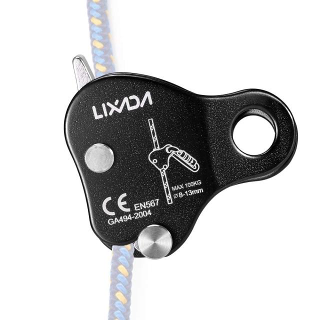 Lixada マイクロプーリー シンプルアセンダー ベアリングモバイルサイド クライミングプーリー CE/UIAA認証 登山 運搬 輸送 クライミング用 ブラックの通販は