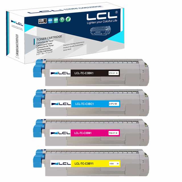 LCL OKI用 TC-C3B TC-C3BK1 TC-C3BC1 TC-C3BM1 TC-C3BY1 C844dnw C835dnwt C835dnw C824dn (4色セット ブラック シアン マゼンタ イエロ