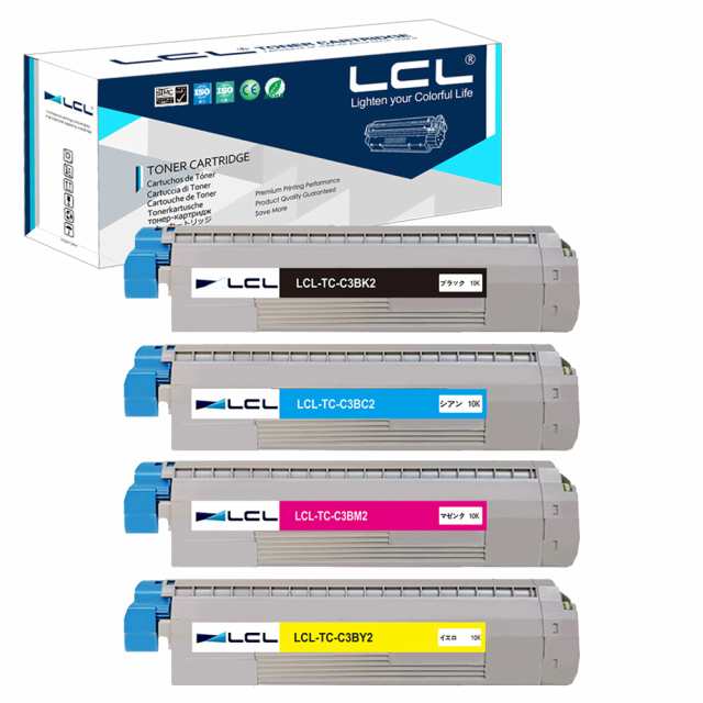 LCL OKI用 TC-C3B TC-C3BK2 TC-C3BC2 TC-C3BM2 TC-C3BY2 大容量 C844dnw C835dnwt C835dnw (4色セット ブラック シアン マゼンタ イエロ