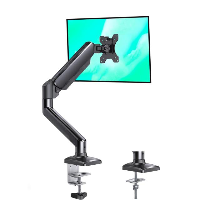 ブラック ErGear PC モニターアーム 13-32インチ対応 ディスプレイ シングルアーム ガススプリング式 クランプ式 グロメット式 耐荷重2-8kgの通販は