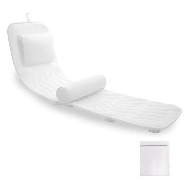全身風呂クッション AIRMFJI バスピロー お風呂枕 クッション 3D通気メッシュ 13つ吸盤付き 洗える 速乾性 収納可能 洗濯ネット付き 浴用品 風呂グッズ 母の日 プレゼント