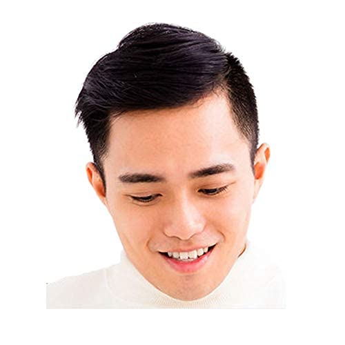18*22 Dreambeauty 男性用部分ウィッグ 黒色 メンズ 人毛１００％ 総手植え 自然 通気性 人工皮膚 増毛ショートかつら（18*22）