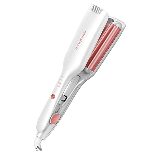 Pink MiroPure ヘアアイロン カール ウェーブアイロン 26?o 挟むだけで可愛い カールアイロン 実現 160℃〜220℃ 千万級マイナスイオン吹出 やけど防止 初心者向けカールアイロン プレゼントも最適 PSE認証済 日本語取扱説明書付き