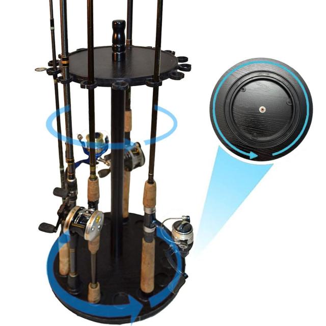 ブラック timiland ロッドホルダー 丸型デザイン360度回転釣竿 スタンド 釣15本の釣り竿を収納可能竿収納ラック 高度な釣竿展示台 日本語説明書付きで組み立ても簡単 （ラグジュアリーブラック釣竿竿立て）の通販は 7,862円