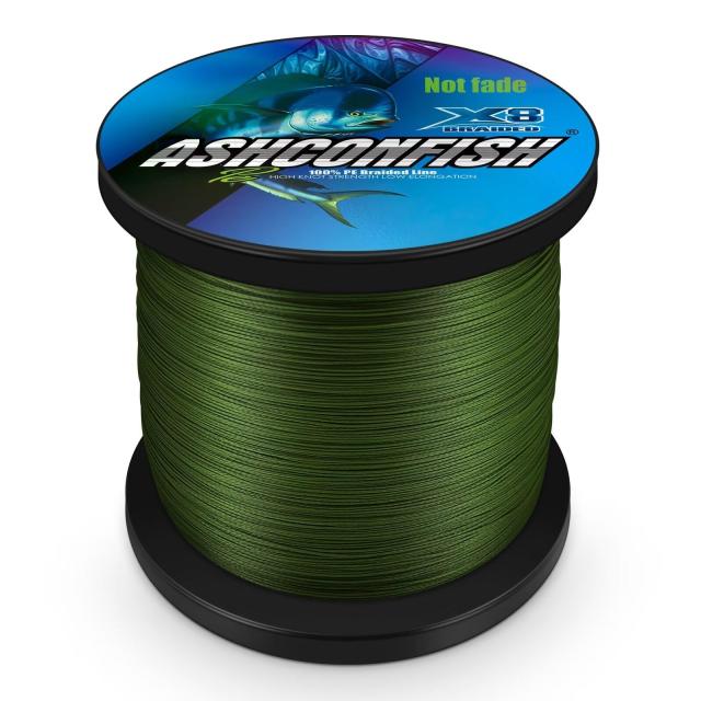 9号（100LB/45.36KG）_８編 アーミーグリーン 1000M Ashconfish PEライン 8編 釣り糸 1000m 超強力 高感度 耐磨耗 低伸度 釣りライン 釣糸 アーミーグリーン 色落ちしない