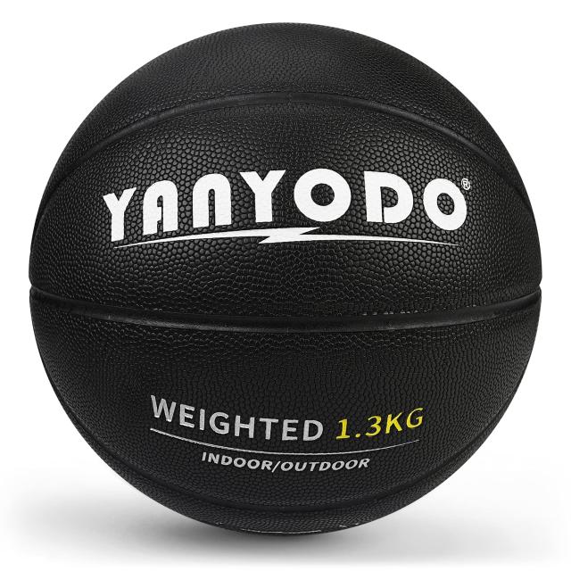ブラック 1.3kg YANYODO バスケットボール ７号 球 ヘビーウエイト PU革 スキルトレーニング 練習用 屋外・屋内用 大人・高学生・大学生用 ギフト ブラック 1.3 kg