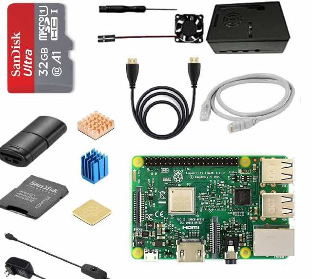 Raspberry Pi 3 Model B ラズベリーパイ3B 32GB microSDカード/5V/3A スイッチ付き電源/HDMIケーブル/MicroSDHCカード32GB/CAT6ネットケ