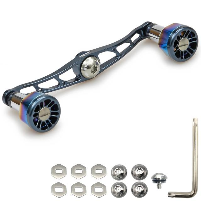 ダークブルー_115mm HEIGHTEN 115mm ベイト リール ハンドル 8色 70航空アルミ製 シマノ ダイワ アブガルシア 通用 ベイトリール 用 Black Engine (ダークブルー) (152)