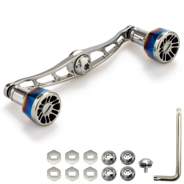 ガンメタル(ノブ)＆ガンメタル(ハンドル)_115mm HEIGHTEN 115mm ベイト リール ハンドル 8色 70航空アルミ製 シマノ ダイワ アブガルシア 通用 ベイトリール 用 Engine (ガンメタル(ノブ)＆ガンメタル(ハンドル)， 115mm) (66)