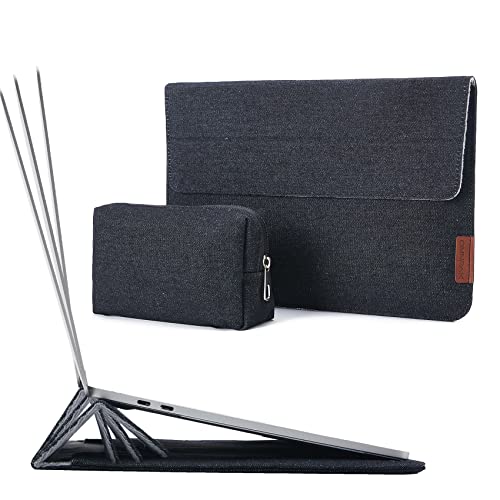 13-13.6インチ- MacBook Air＆Pro_ダークブル-/ポーチ付き Omnpak 折り畳み式 パソコンケース 13インチ 13MacBook Air M1 2020-2018 2020 New Mac-Book Air/Mac-Book Pro Surface Pro X/8/7/6/5/4/3 12.4インチSurface Laptop Go 対応 マウス収納ポーチ付き PCインナーバッグの通販は